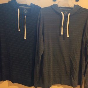 Two each Men's XL George Hooded Henley Shirts